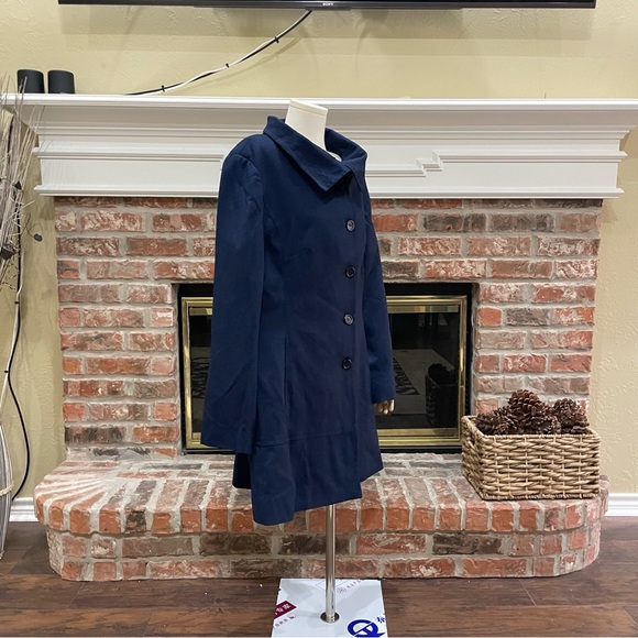 Vintage Max New York blue coat w/ black croc-print collar / 12 / EUC - Picture 11 of 16